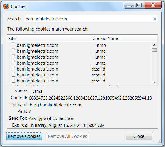 Mozilla Firefox - How to remove Cookies