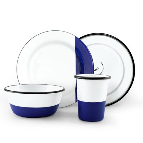 Breakfast Set Of 4 Enamel Dipped Dinnerware Barn Light