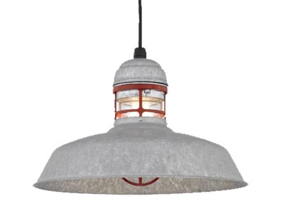 product_image_1496 16" Outback Pendant in 96-Galvanized with 97-Red Guard