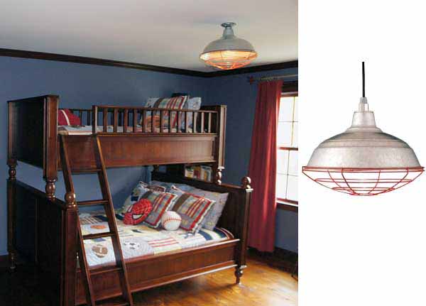 Yankees Bedroom Uses Barn Light Warehouse Pendant