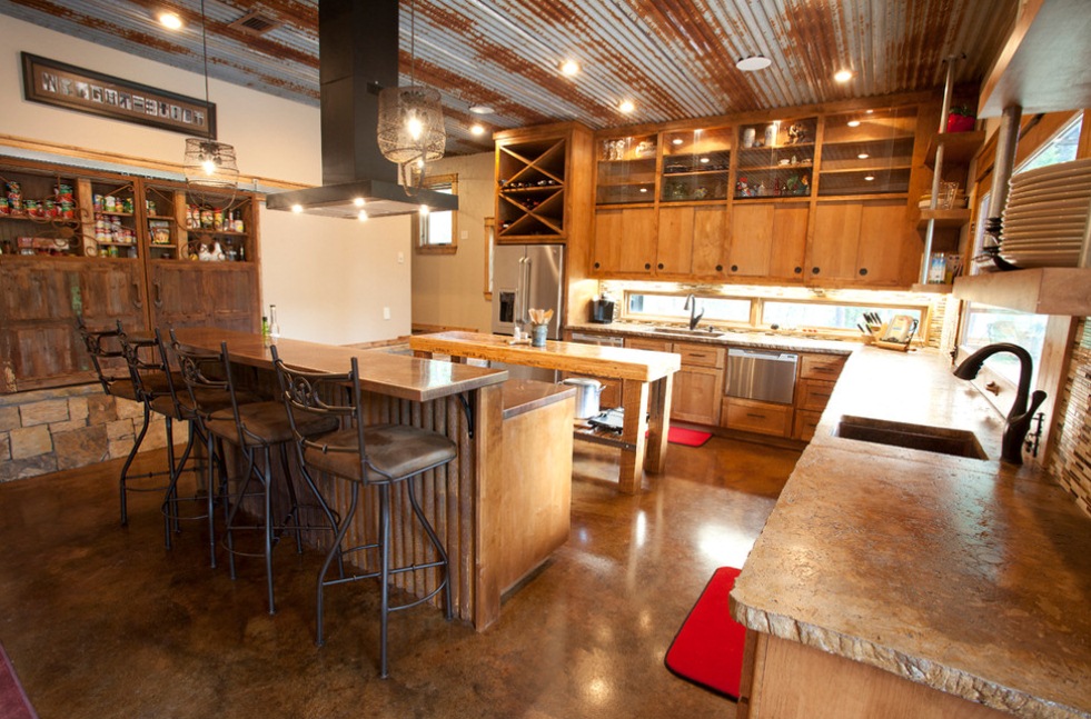 Industrial Basket Pendants Add Rustic Touch To Texas Kitchen