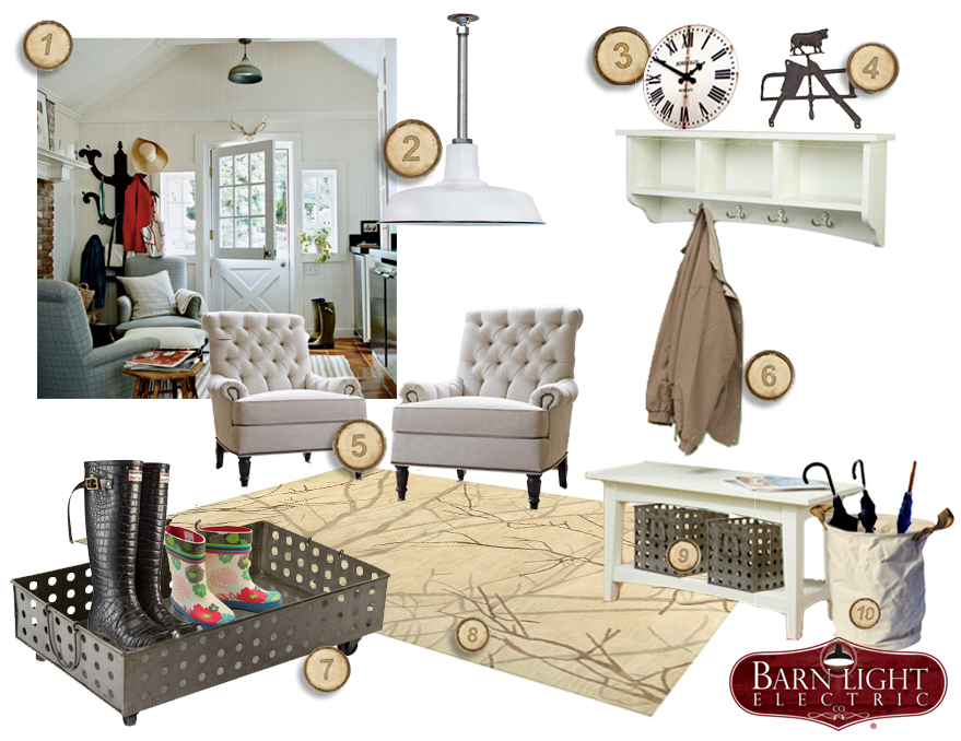 White Winter Mudroom Style Board