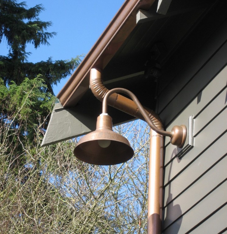Copper Gooseneck Lighting For 1920s Craftsman Style Home