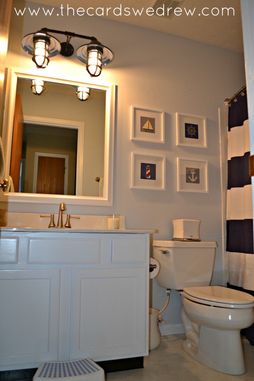 Rustic Wall Sconces Add Nautical Splash To Bathroom Makeover