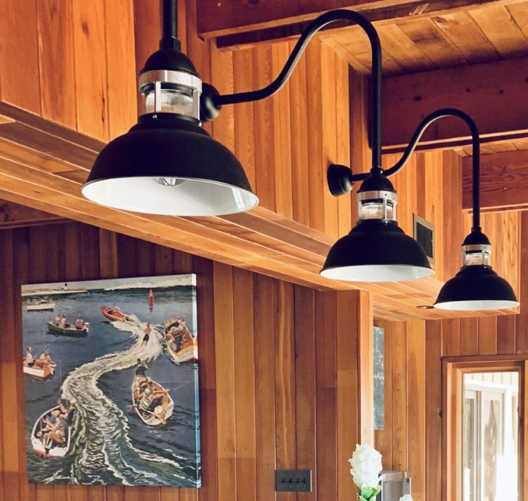 Gooseneck Barn Lights Bring Nautical Vibe to Kitchen Inspiration