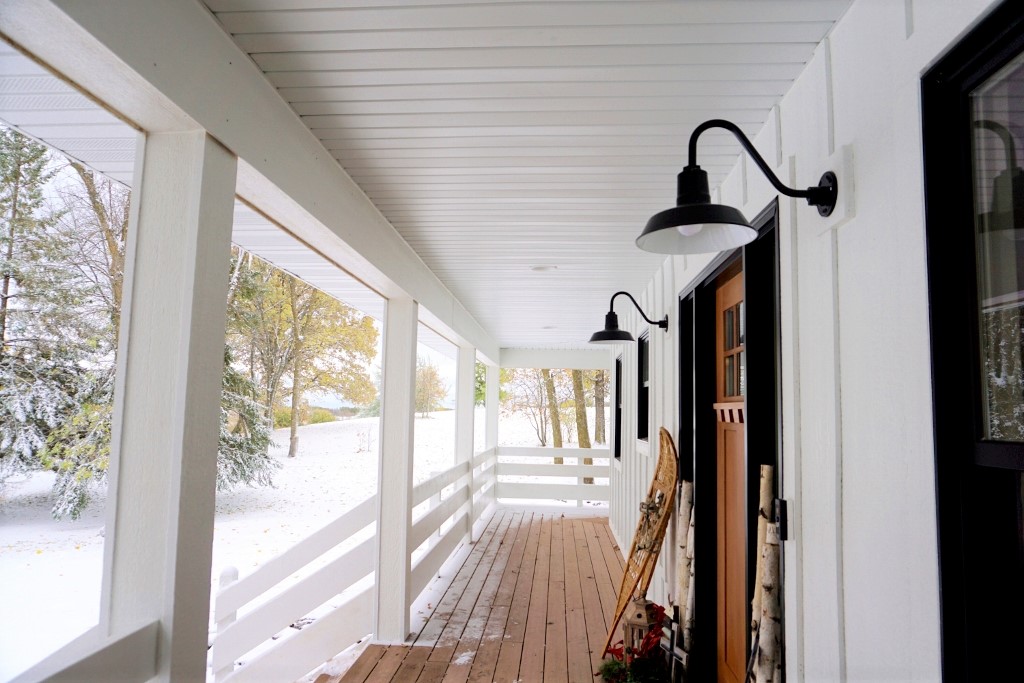 Farmhouse Lights Adorn Wraparound Porch Inspiration Barn Light